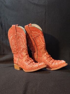 Handcrafted Grano De Oro Western Cowboy Boots In Vibrant Orange